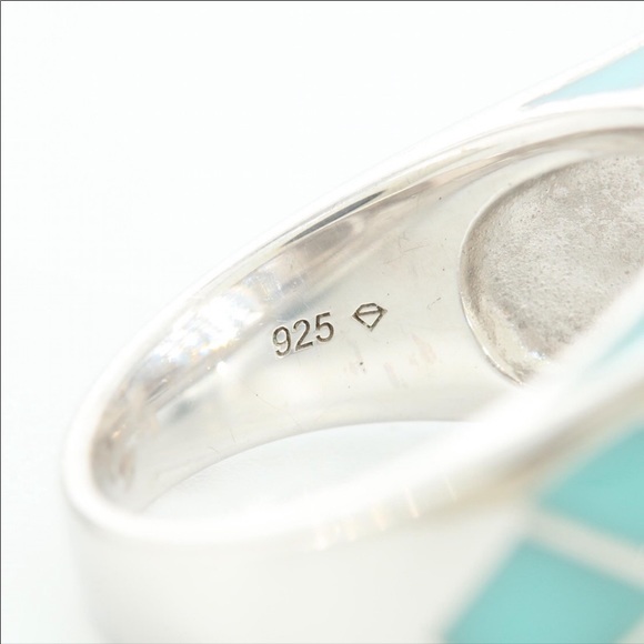 Sterling silver rock quartz crystal enamel ring. 7 - Picture 7 of 7